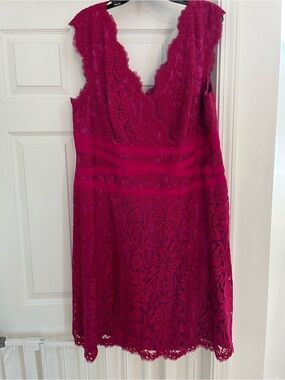 Tadashi Shoji Fuchsia Lace Midi Dress